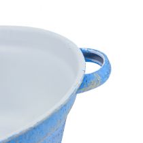 daiktų Dekoratyvinis dubenėlis-vazonas, mėlynas, metalinis, apdriskęs, Ø21 cm, aukštis 10,5 cm