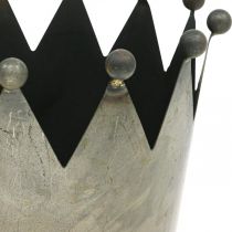 daiktų Deco karūna antikvarinės išvaizdos pilka metalo apdaila Ø17,5cm H17,5cm