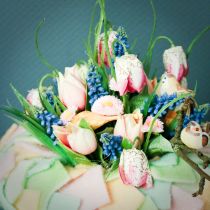 daiktų Šaškių lentos gėlės Fritillaria dirbtinės baltos, žalios 40cm 12 vnt