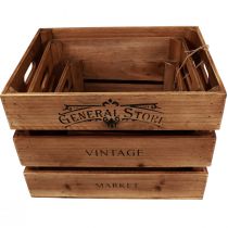 daiktų Vintažinė medinė dekoratyvinė dėžutė su liepsna 38cm/32cm/26cm rinkinys 3 vnt
