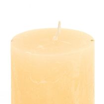 daiktų Vienspalvės žvakės šviesūs abrikosiniai stulpeliai 50×100mm 4vnt