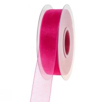 daiktų Organzos juostelė dovanų juostelė rožinė juostelė 25mm 50m