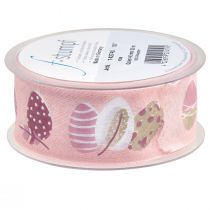 daiktų Dovanų juostelė Velykinė dekoratyvinė juostelė Velykiniai margučiai rožinė 40mm 20m