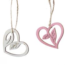 daiktų Medinės širdelės dekoratyvinės širdelės medinės rožinė žalia balta 5,5cm 18vnt