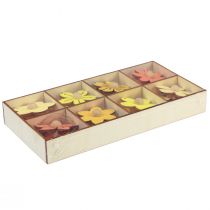 daiktų Medinės gėlės pakabinamos dekoracijos medinės vasaros dekoracijos geltonos 4,5cm 24 vnt