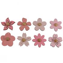 daiktų Medinės gėlės pakabinamos dekoracijos medinės vasaros dekoracijos rožinės spalvos 4,5cm 24vnt