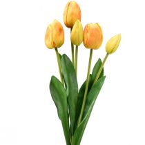 daiktų Oranžinės geltonos tulpės Dekoracija Real Touch Dirbtinės gėlės 49cm 5vnt