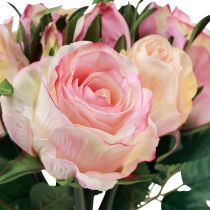 daiktų Dirbtinės rožės Rožinė kreminė Dirbtinės rožės Dekoracija 29cm 12vnt