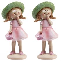daiktų Dekoratyvinės figūrėlės mergaitė su kepure rožinė žalia 6,5x5,5x14,5cm 2vnt.