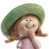 daiktų Dekoratyvinės figūrėlės mergaitė su kepure rožinė žalia 6,5x5,5x14,5cm 2vnt.