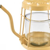 daiktų Žibintuvėlis stiklinis žibintuvėlis arbatinukas oranžinis Ø15cm H26cm
