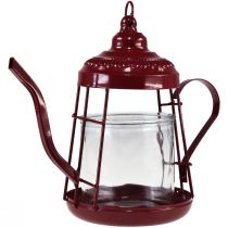 daiktų Žibintuvėlis stiklinis žibintuvėlis arbatinukas raudonas Ø15cm H26cm