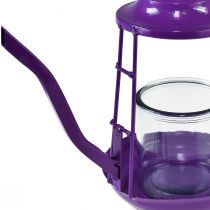 daiktų Žibintuvėlis stiklinis žibintuvėlis arbatinukas violetinis Ø13cm H22cm