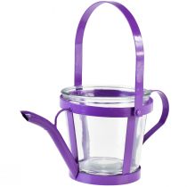 daiktų Žibinto stiklo dekoratyvinė laistytuvu metalinė violetinė Ø14cm H13cm