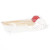 daiktų Širdelės raudonai baltai taškuoti gėlių kamščiai mediniai 6×5cm 18 vnt