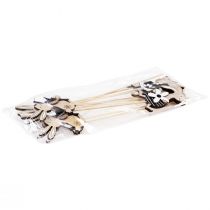 daiktų Gėlių kamštis Velykų zuikis juodas baltas natūralus H9cm 12 vnt