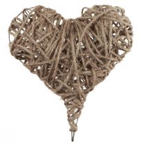 daiktų Dekoratyvinė širdies metalinė natūrali dengta spyruoklinė puošmena 20×22cm