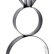 daiktų Velykinio zuikučio dekoracija, metalinė, juoda ir sidabrinė, Velykinė figūrėlė, 11 x 31 cm
