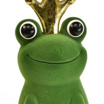 daiktų Dekoratyvinė varlė, varlių princas, pavasario puošmena, varlytė su aukso karūna žalia 40,5cm