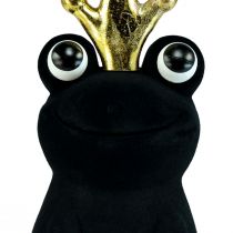 daiktų Dekoratyvinė varlė, varlių princas, pavasario puošmena, varlytė su aukso karūna juoda 40,5cm