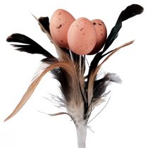 daiktų Dirbtinių putpelių kiaušinių dekoratyvinės plunksnos ant pagaliuko 36cm 12vnt