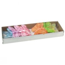 daiktų Dekoratyviniai drugeliai ant vielos spalvingos plunksnos 5,5×8cm 12 vnt