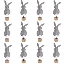 daiktų Stovas stalo dekoravimas Velykų zuikio dekoravimas veltinis pilkas 19cm 12 vnt