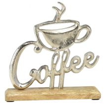 daiktų Metal Deco Coffee Silver Wood Base Natural 17,5x5x18cm