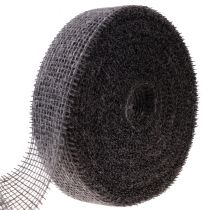 Džiuto kaspinas tinklelis juostelė deko juostelė džiuto ruda taupe 5cm 40m