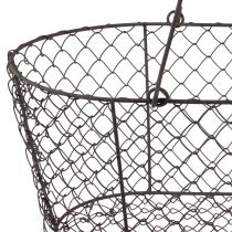 daiktų Vielinis krepšelis tinklelis krepšys metalinis krepšelis rūdžių rankena medis L30cm