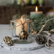 Žibinto stiklas su arbatinės žvakidės laikikliu juodo metalo Ø9×H10cm