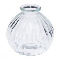 daiktų Maža stiklinė vaza rutulinė vaza vaza skaidrūs grioveliai Ø8,5cm H8cm