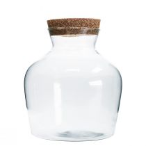 Dekoratyvinis stiklas su kamščiu Dekoratyvinė vaza skaidri svogūninė Ø20cm H21cm