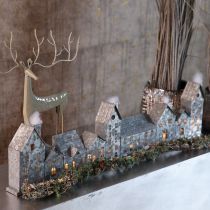 daiktų Dekoratyvinė namelių eilė su arbatinėmis žvakelėmis, Advento dekoracija, 68 cm