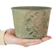daiktų Metalinis gėlių vazonas, žalias, vintažinis, Ø22cm–13,5cm, 3 vnt. rinkinys