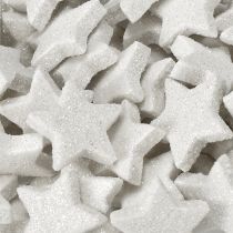daiktų Išsklaidytos žvaigždės su blizgučiais kreminės spalvos 2,5 cm 96 vnt.