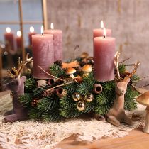 daiktų Dulkių rožių spalvos kolonėlės žvakės 70 × 120 mm, dažytos, 4 vnt. rinkinys, dekoratyvinės žvakės vestuvėms ir namams