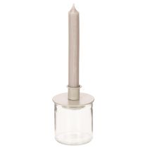 daiktų Metalinė žvakidė matinės smėlio spalvos, maža žvakidė kūginėms žvakėms, 8 cm, 3 vnt.