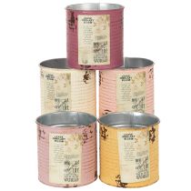 daiktų Dekoratyvinė skarda, shabby chic stiliaus, metalinė, Ø11cm, aukštis 10,5cm, įvairios spalvos