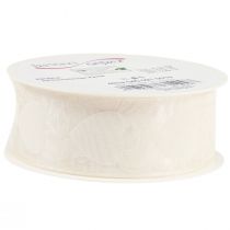 daiktų Organzos juostelės kreminės dekoratyvinės juostelės širdelės 40mm 15m