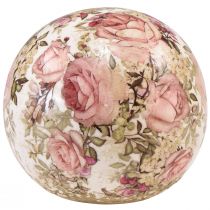 daiktų Keraminis rutulys su rožių motyvu keraminis dekoratyvinis molinis indas 12cm