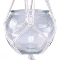 daiktų Makrame pakabinamas krepšelis stiklo dekoratyvinė vaza apvali Ø13,5cm