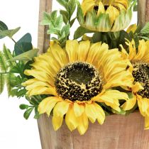 daiktų Dirbtinių saulėgrąžų gėlių kompozicija mediniame vazone H31cm