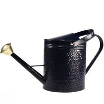 daiktų Dekoratyvinė laistytuvas, vintažinio stiliaus mėlynos ir auksinės spalvos languotas metalas, retro dizaino, skirtas naudoti viduje, sode ar balkone, 65 cm