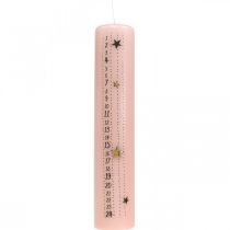 Advento kalendorius žvakė rožinė stulpo žvakė Adventas 250/50mm