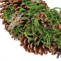 Advento vainiko durų vainikas dekoratyvinis vainikas su kūgiais samanomis Ø30cm
