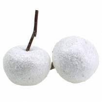 Dekoratyviniai obuoliai balti su blizgučiais 5,5–6,5cm 12vnt