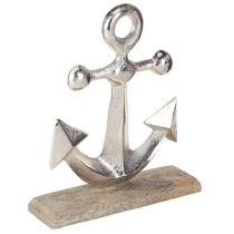 daiktų Inkaro apdaila Metalas ant medinio pagrindo Sidabras Natūralus H21cm