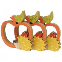 daiktų Dekoratyvinė figūra ruduo, obuolys su ežiuku, medinė puošmena 16,5×15cm 3vnt.