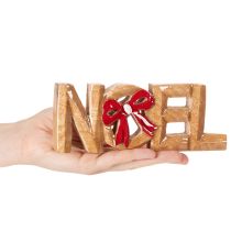 daiktų Kalėdinė dekoracija „Noel“ užrašas su kaspinu, 18 cm